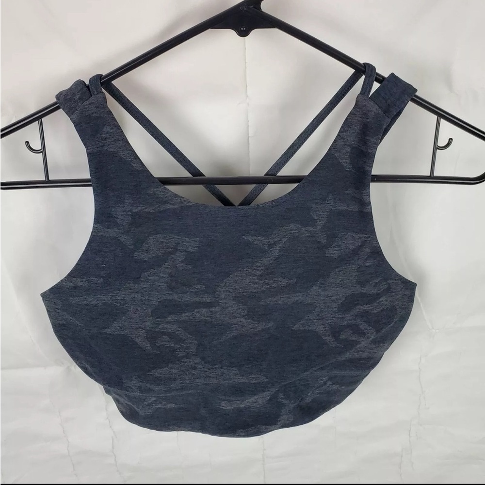Vuori Elevation Sports Bra Black Grey Camo Athletic Strappy Women's Small